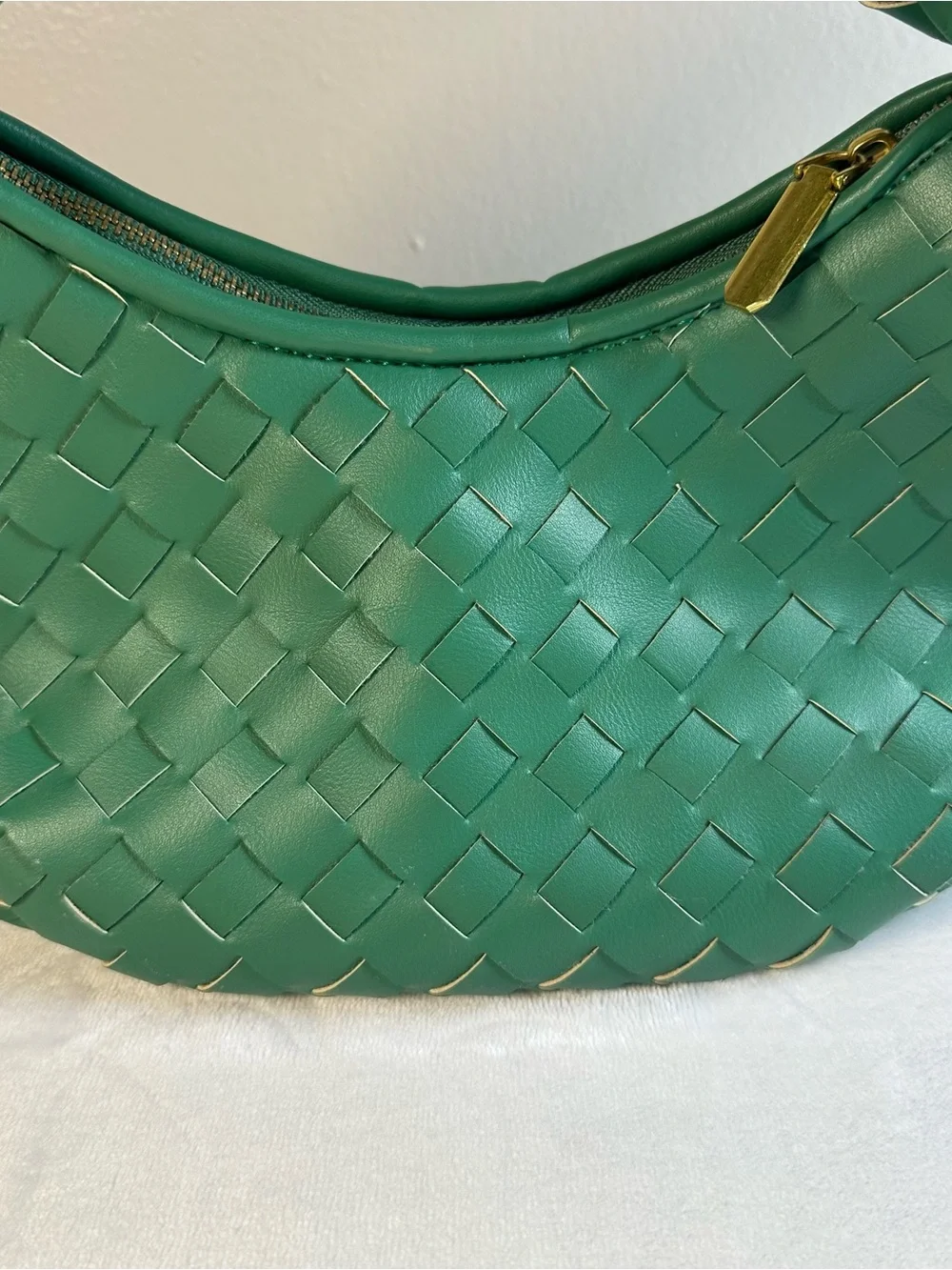 Green Woven Hobo Shoulder Bag